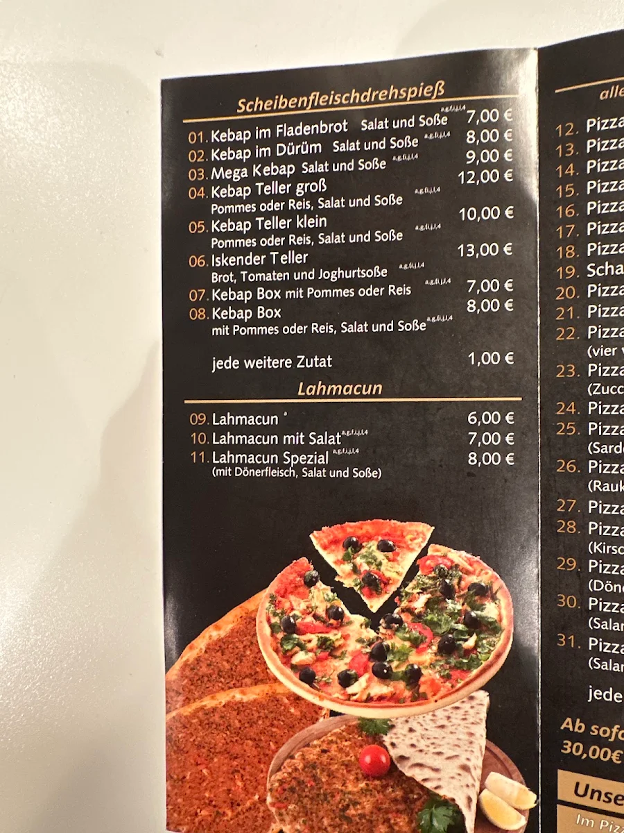 Speisekarte, Döner Land