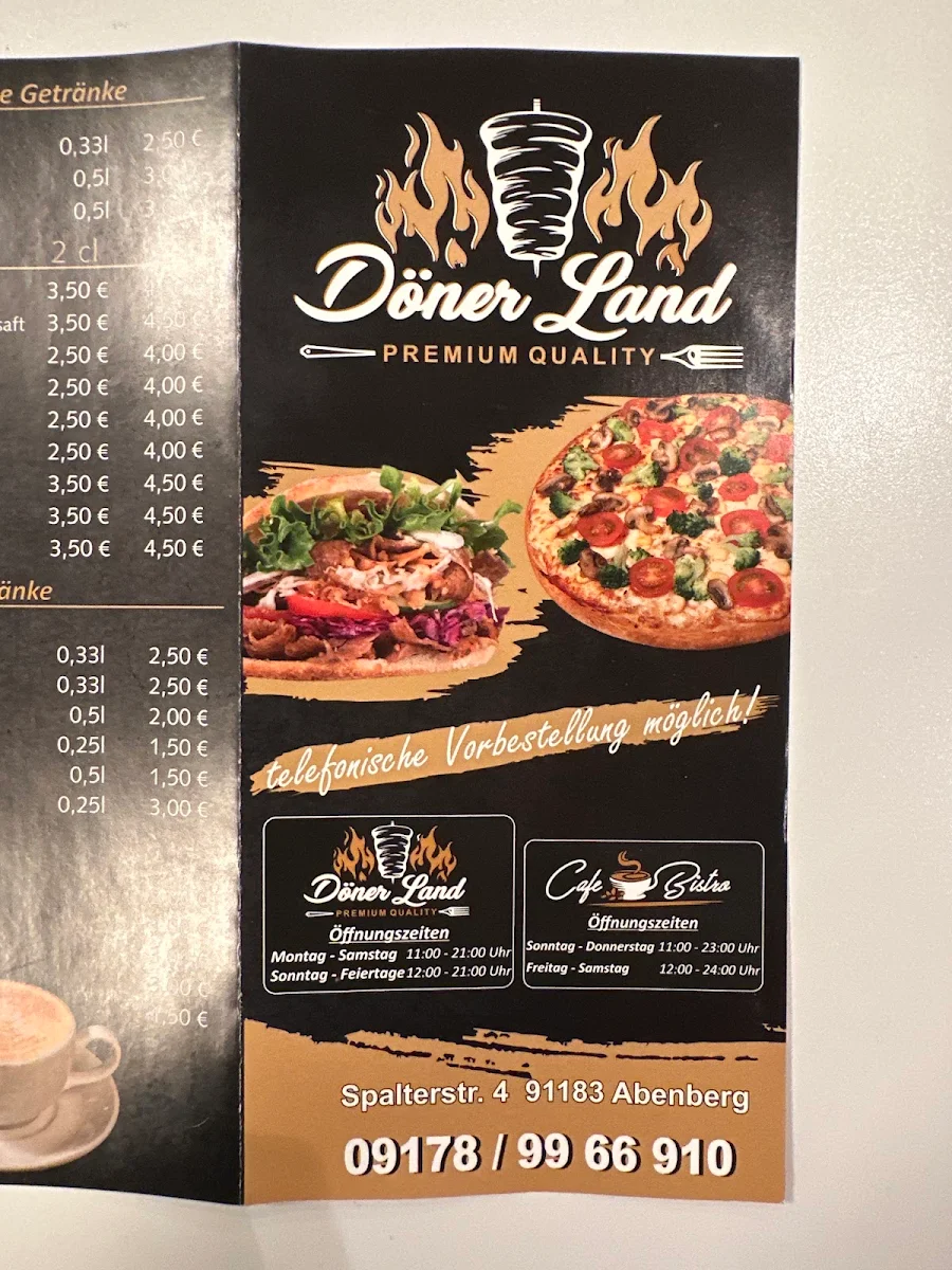 Speisekarte, Döner Land