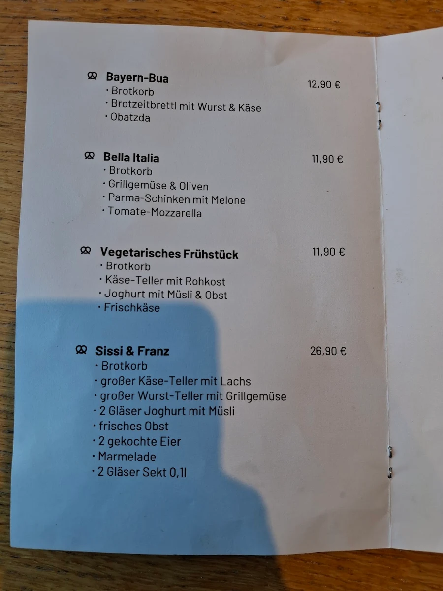 Speisekarte, Bäckerei Scharold
