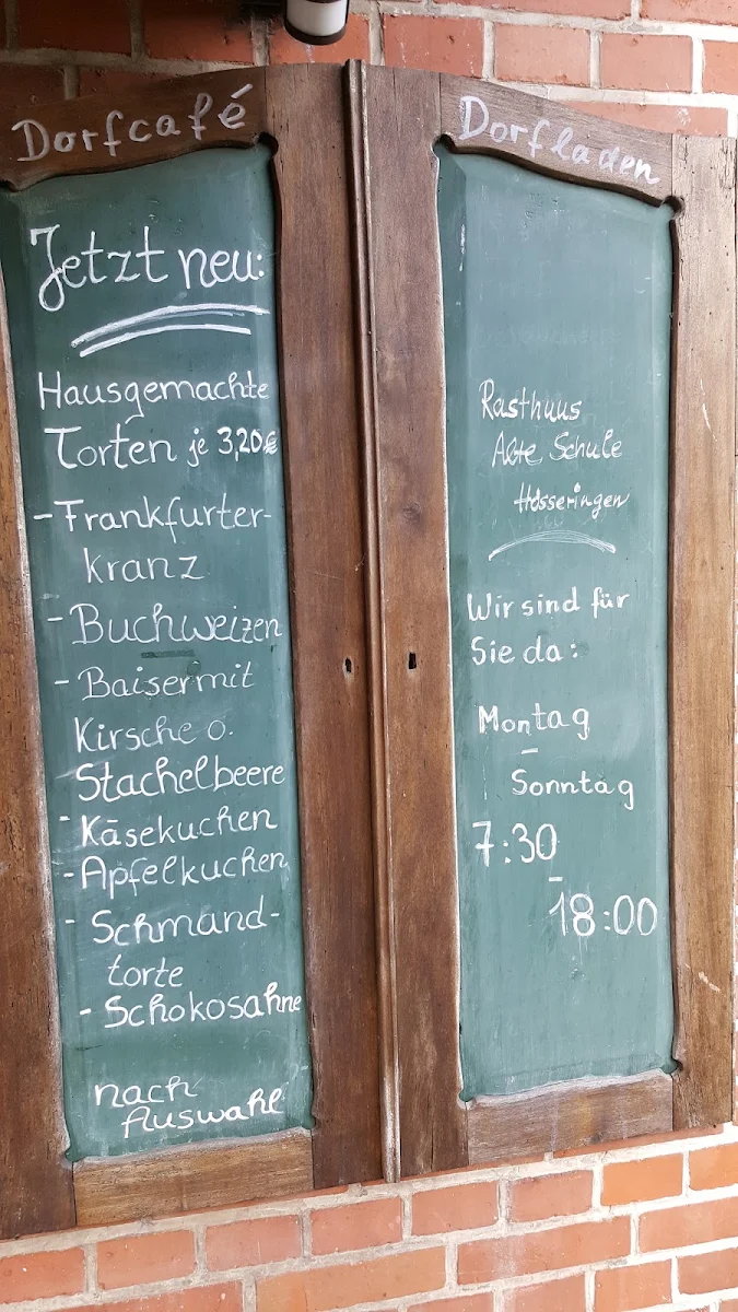 Speisekarte, Rasthuus Alte Schule Hoesseringen
