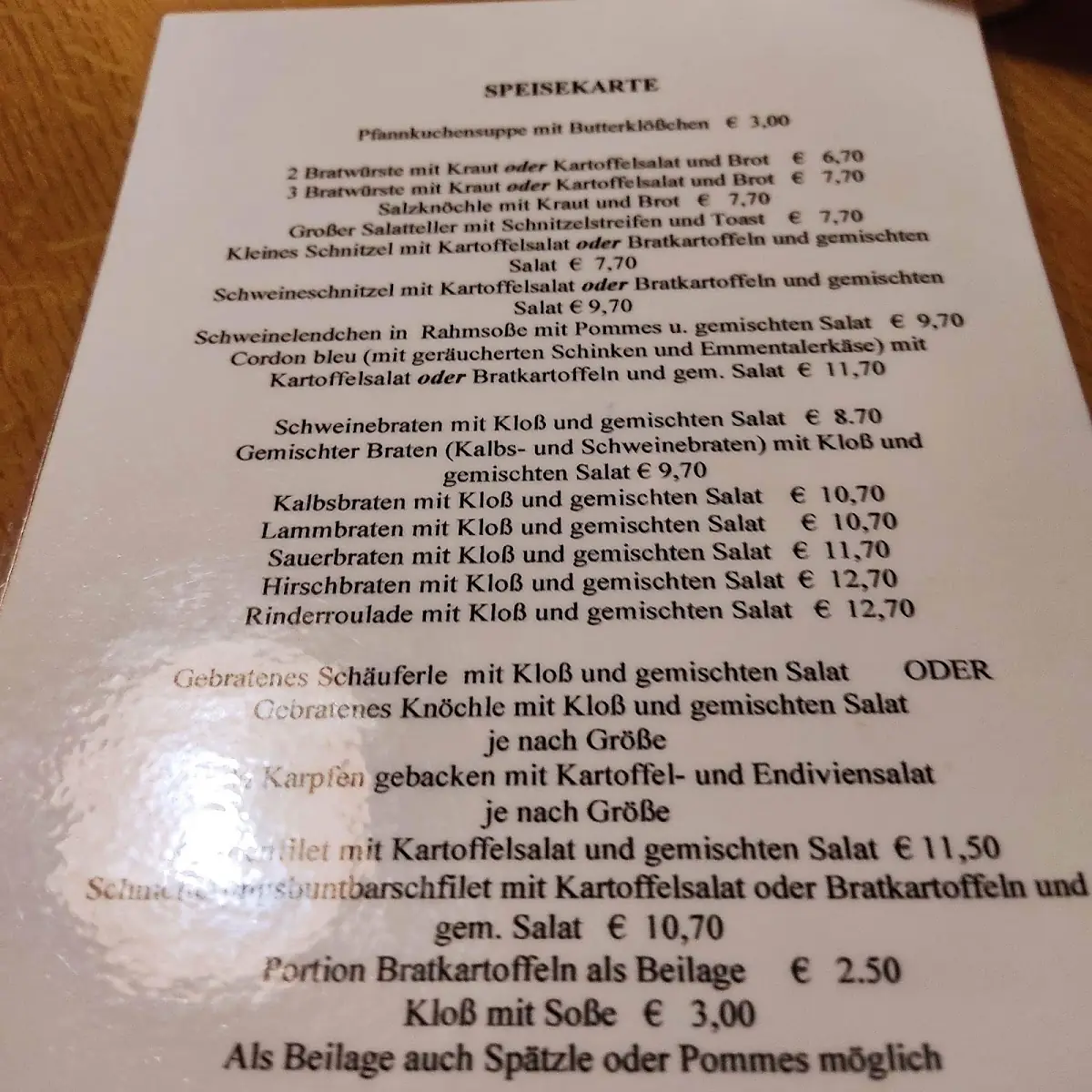 Speisekarte photo 1