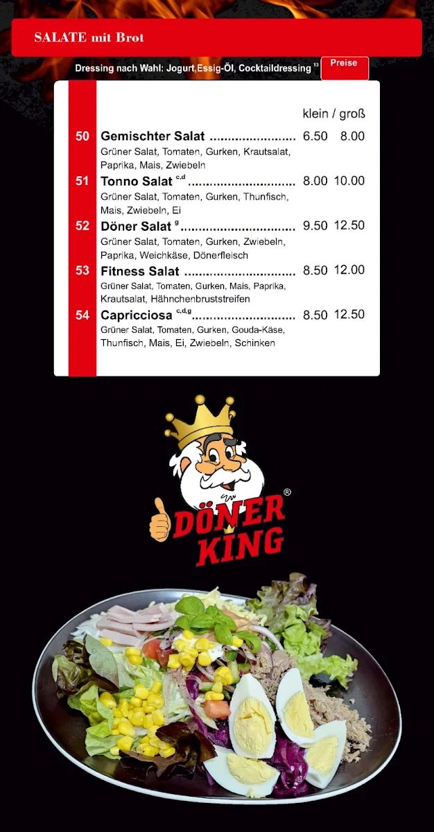 Speisekarte, DönerKing Porz