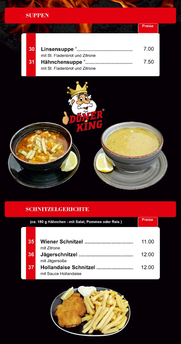 Speisekarte, DönerKing Porz
