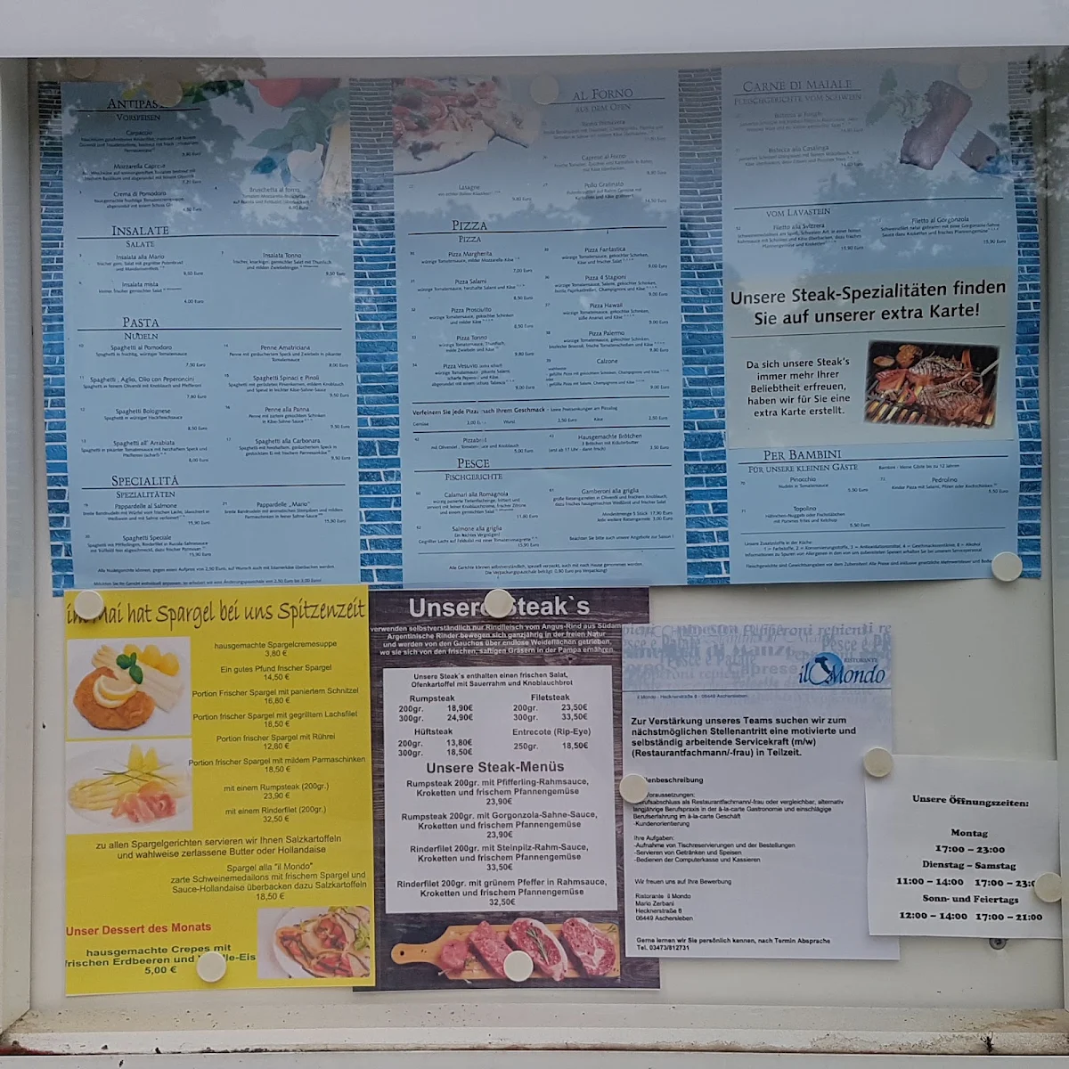 Speisekarte, Restaurant il Mondo