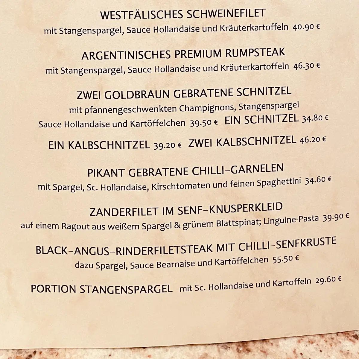 Speisekarte, Borgböhmer's Waldesruh Bochum