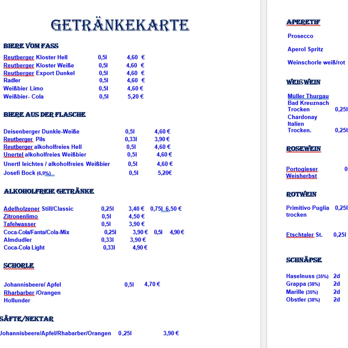 Speisekarte photo 1