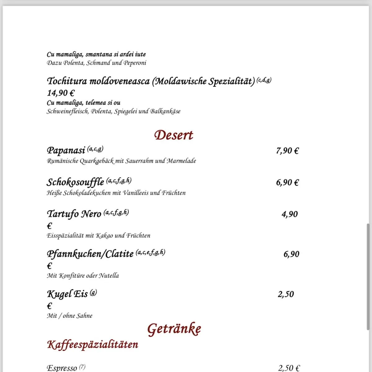 Speisekarte photo 2