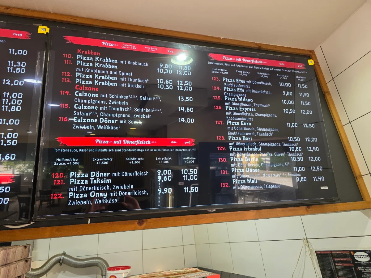 Speisekarte, Onay Grill