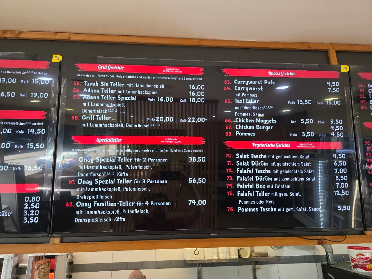 Speisekarte, Onay Grill