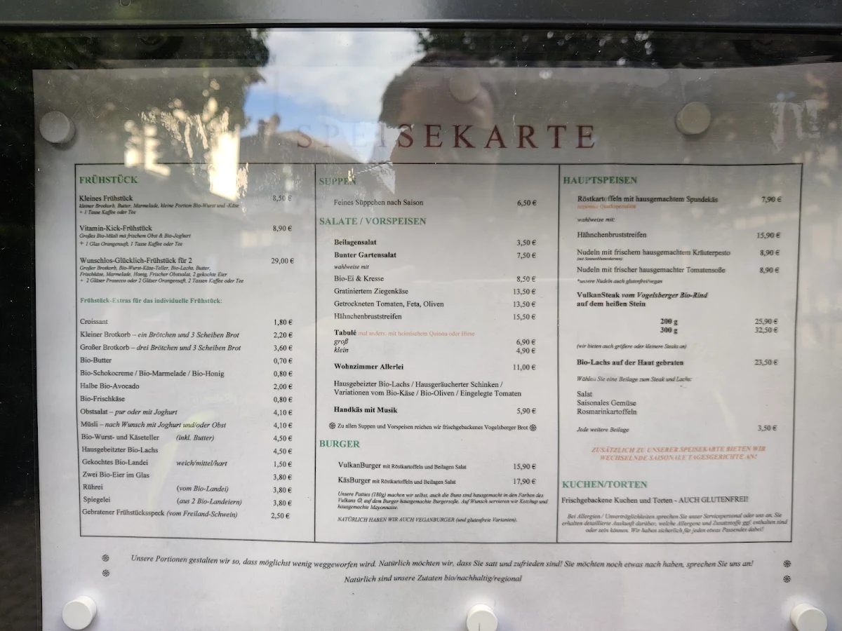 Speisekarte, VulkanWohnzimmer® und VulkanRösterei®