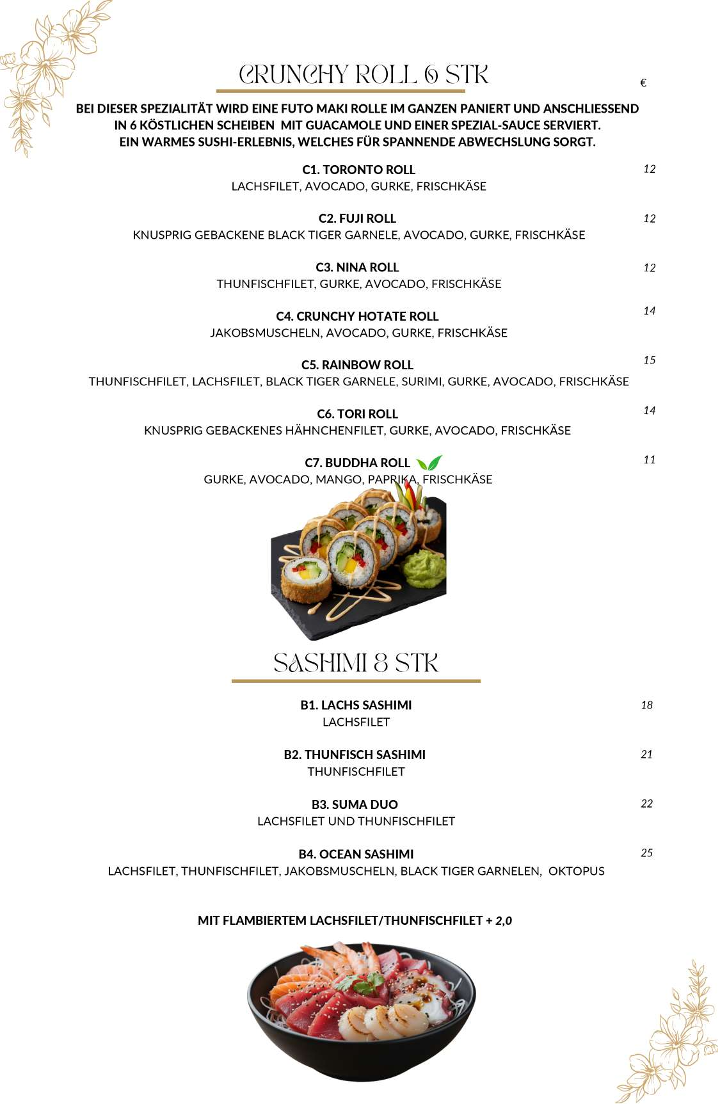 Speisekarte, Yuma Sushi & Tapas
