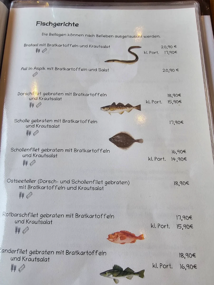 Speisekarte, Kröning's "Fischbaud" Fischrestaurant u. Räucherei