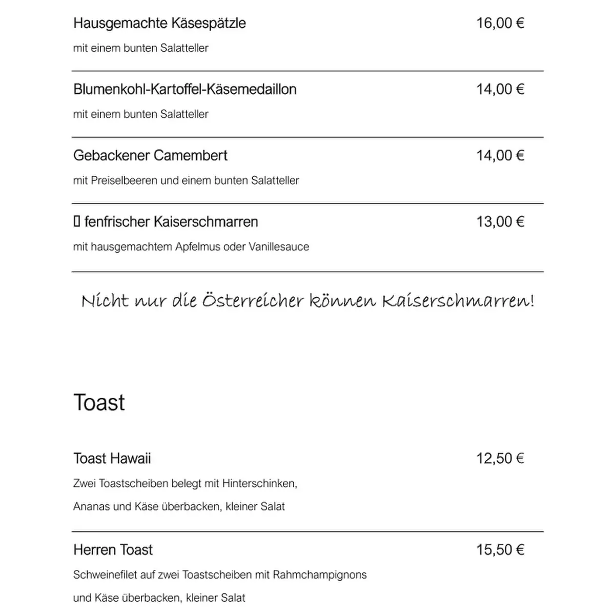 Speisekarte photo 1