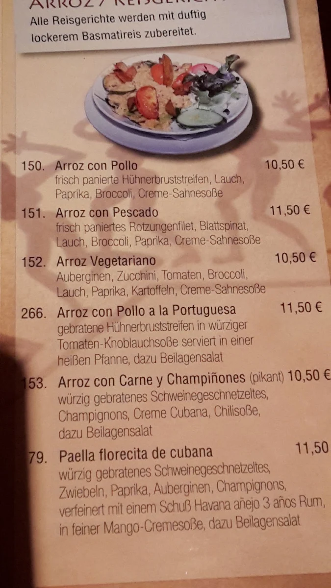 Speisekarte, Restaurant Havana - Koblenz