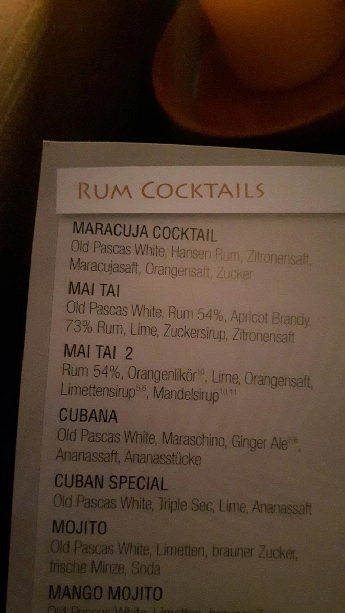 Speisekarte, Restaurant Havana - Koblenz