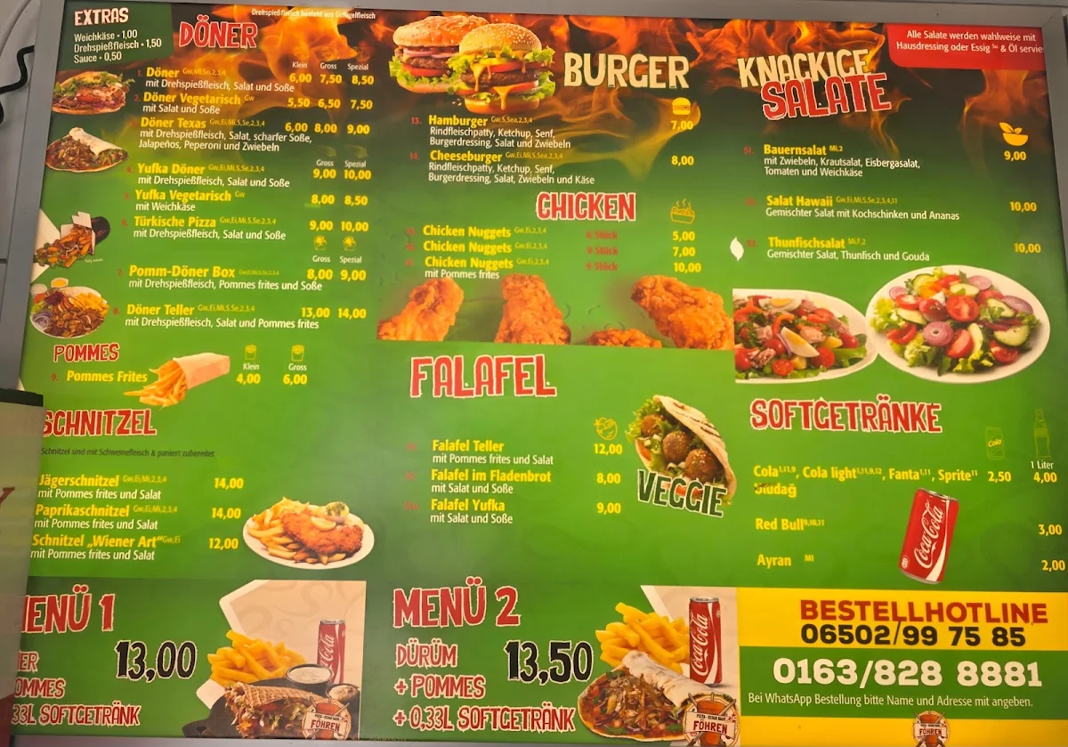 Speisekarte, Pizza Kebap Haus