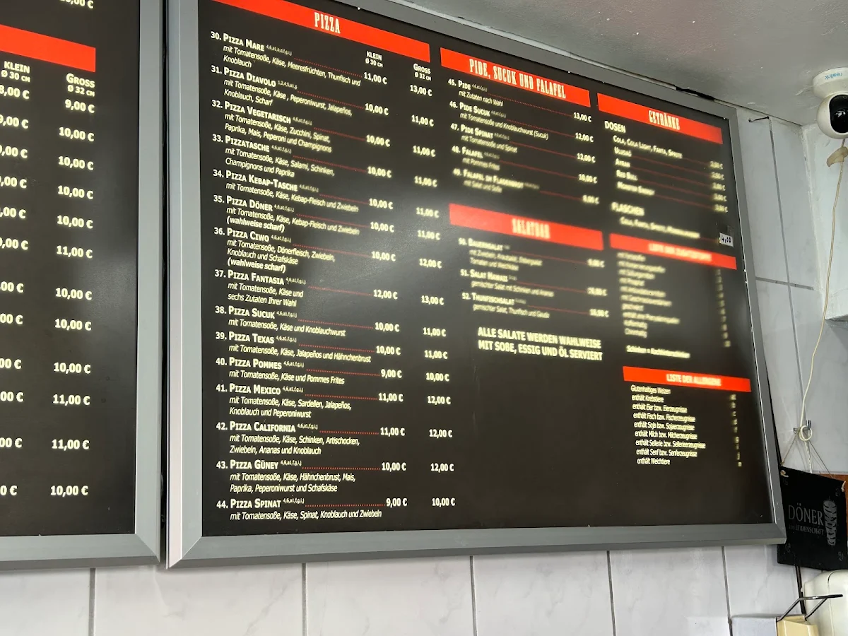 Speisekarte, Pizza Kebap Haus