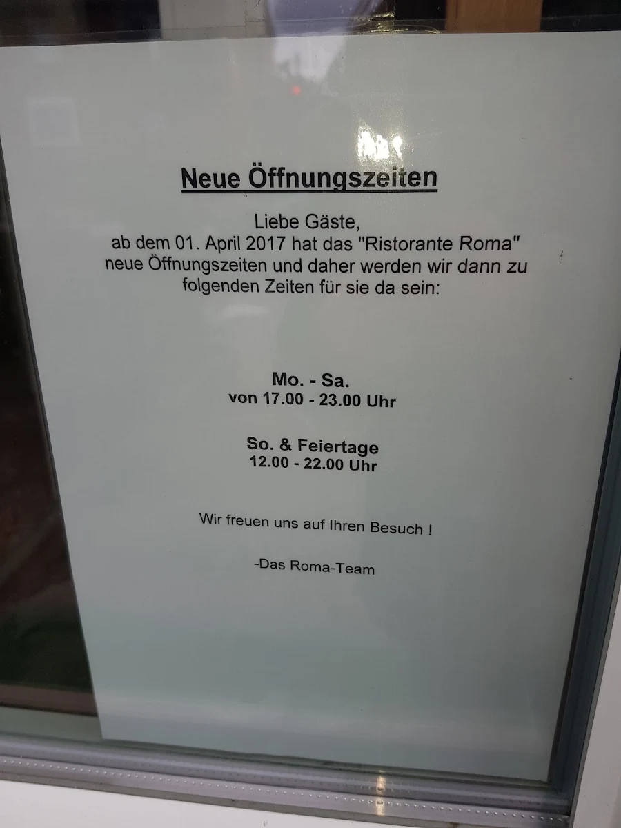 Speisekarte, Pizzeria Roma