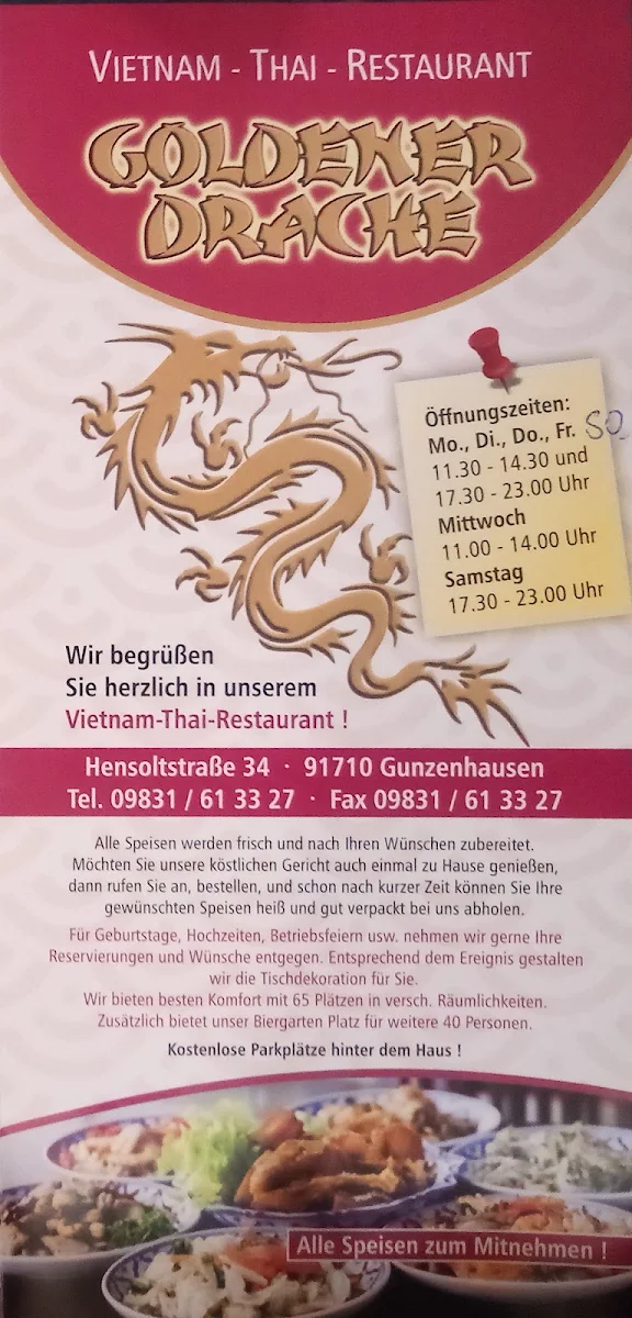 Speisekarte, Goldener Drache