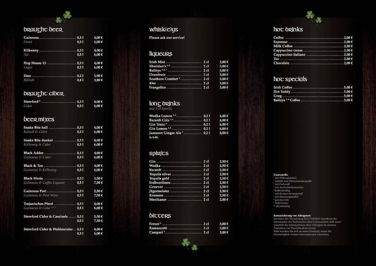 Speisekarte, The Pub - Leverkusen
