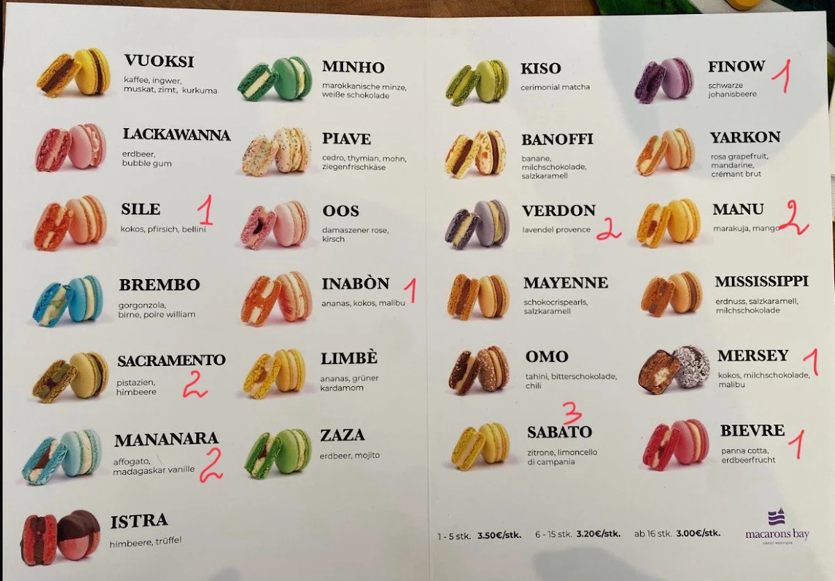 Speisekarte, Macarons Bay · Café · Sweet Boutique