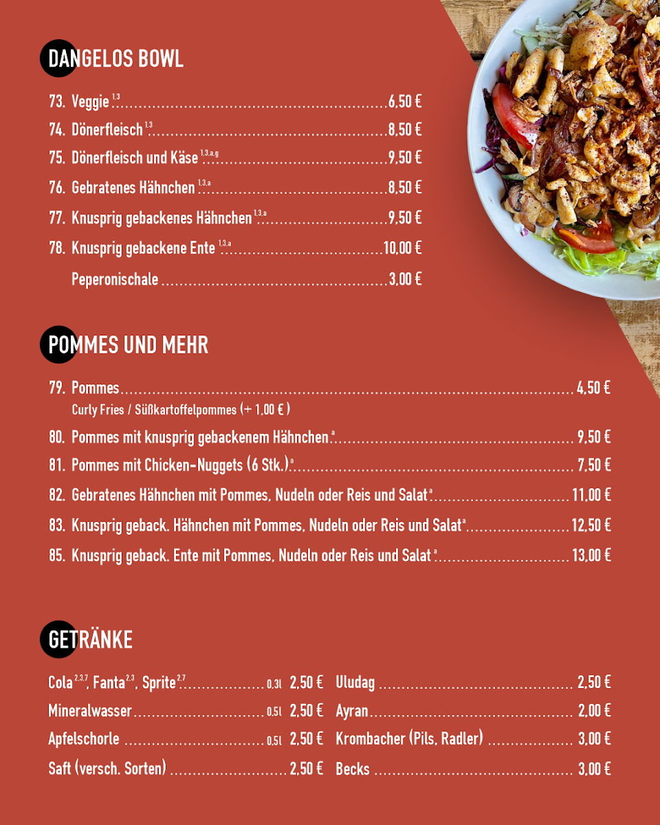 Speisekarte, Dangelos Wittenberg