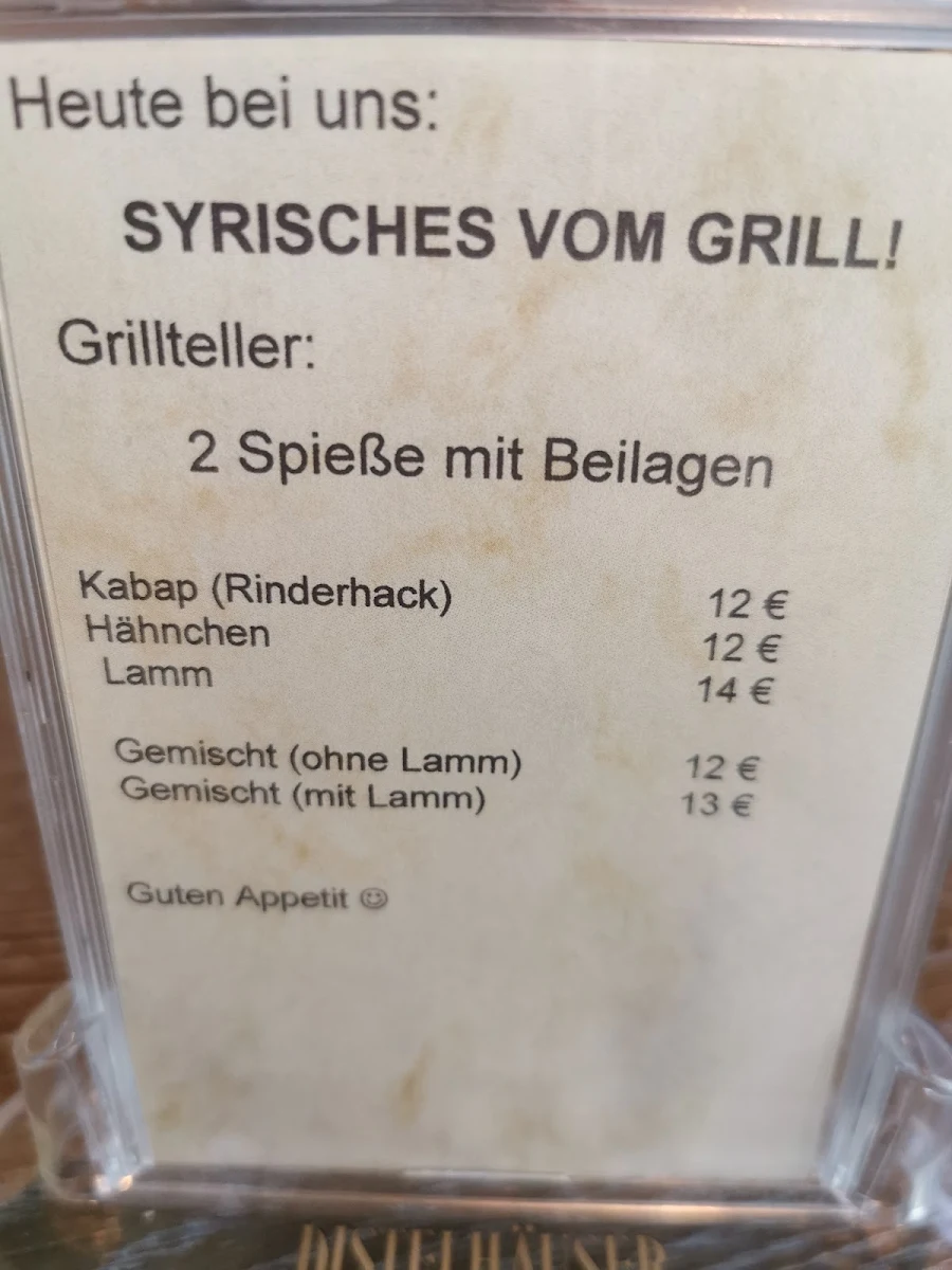 Speisekarte, Sportheimgaststätte Kocher Aue