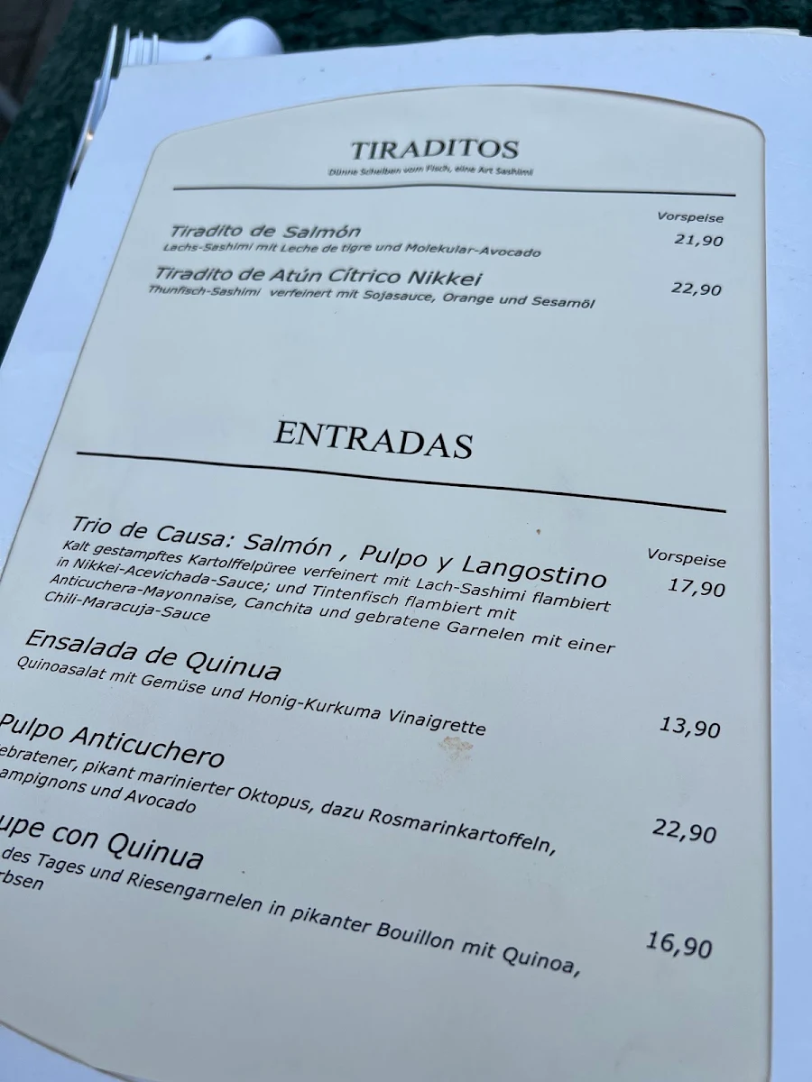 Speisekarte, Cevicheria Pez
