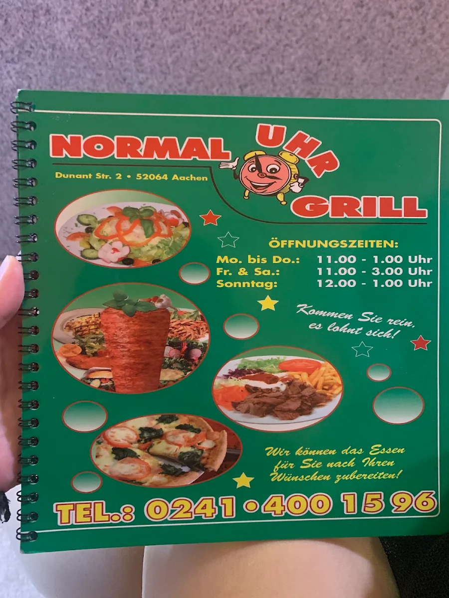 Speisekarte, Normaluhr Grill