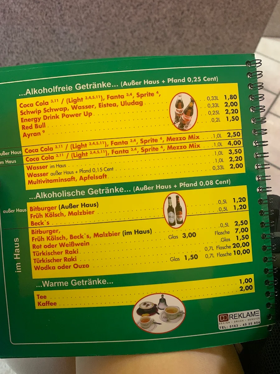 Speisekarte, Normaluhr Grill