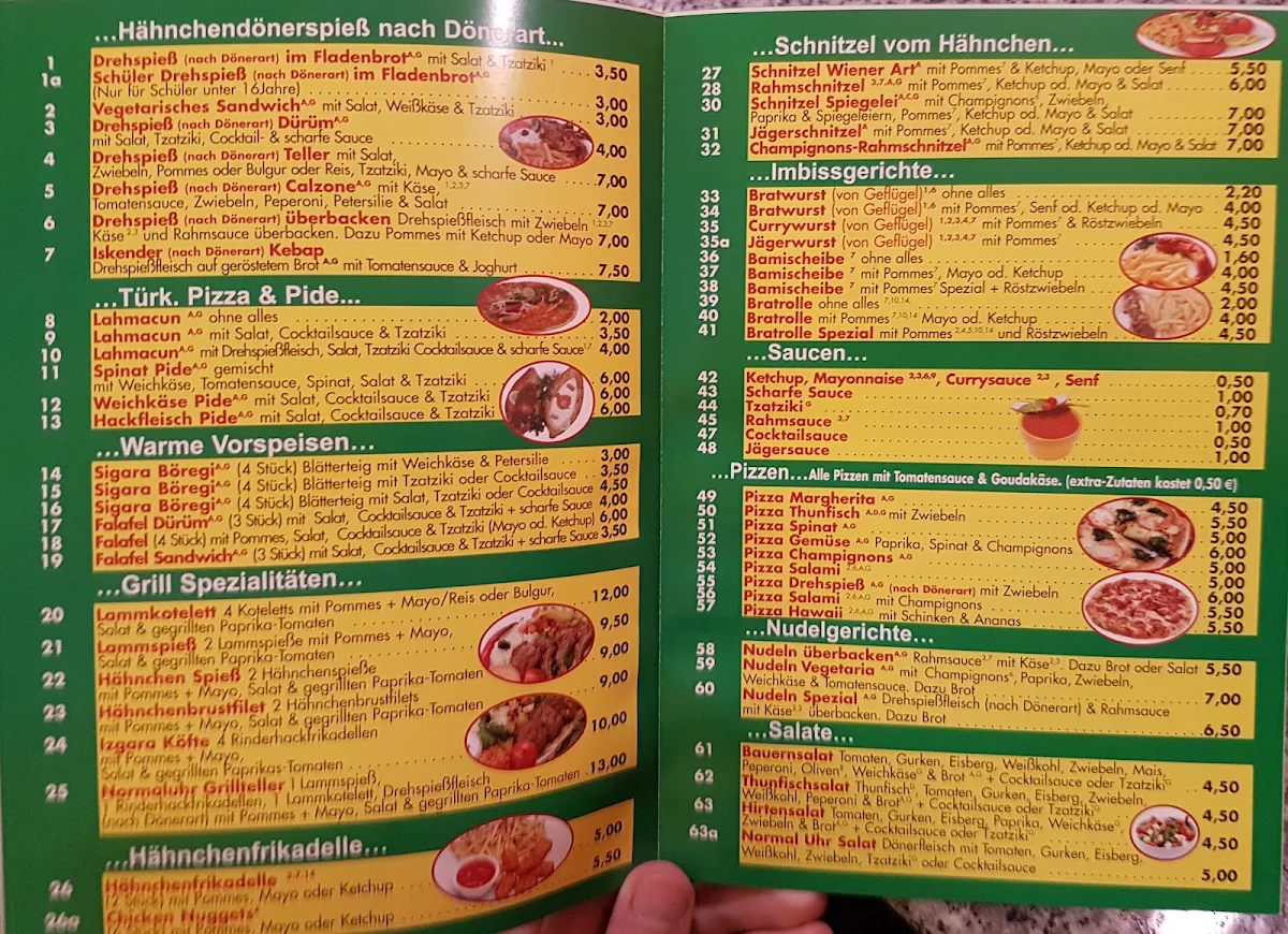 Speisekarte, Normaluhr Grill