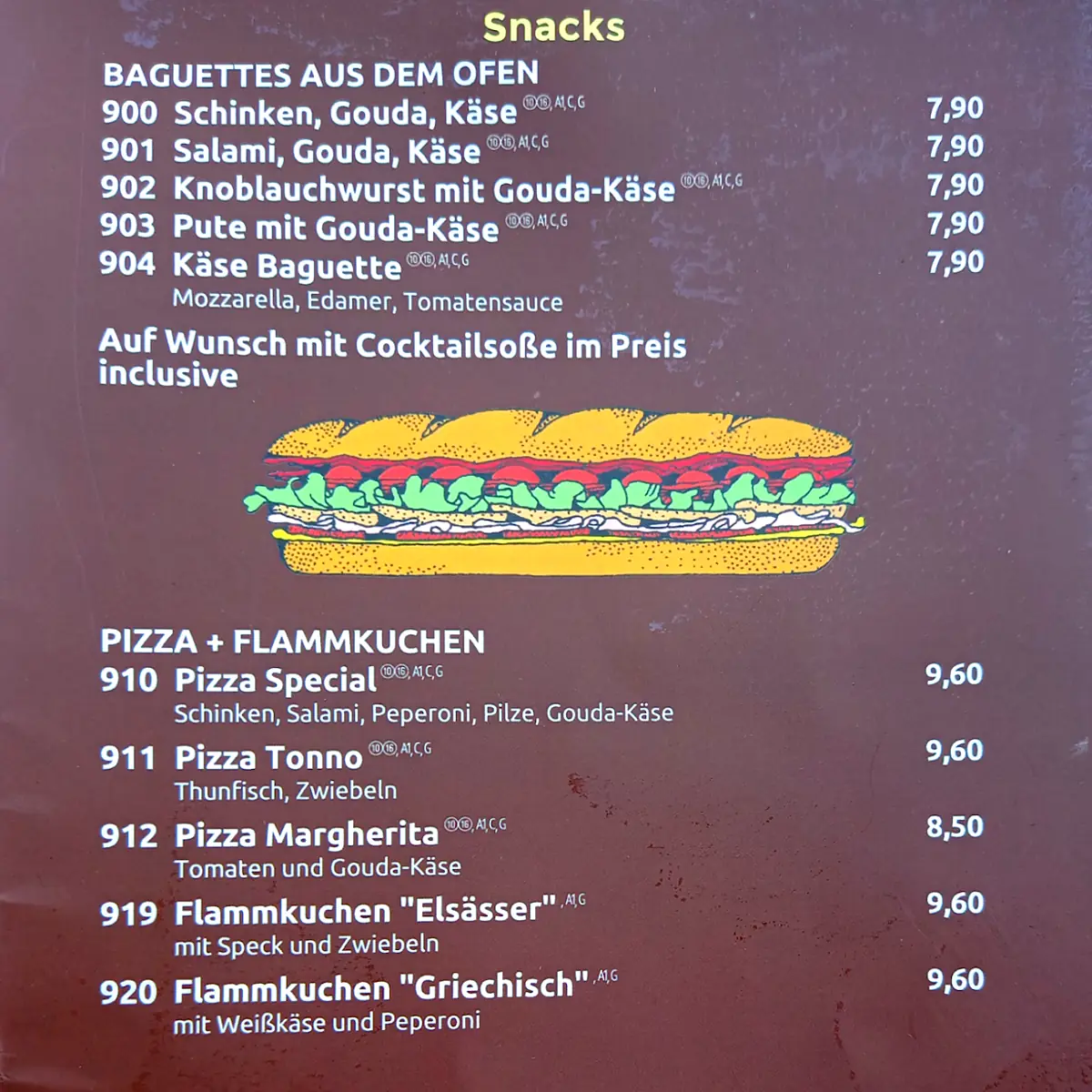 Speisekarte, Biergarten im Schloßgarten