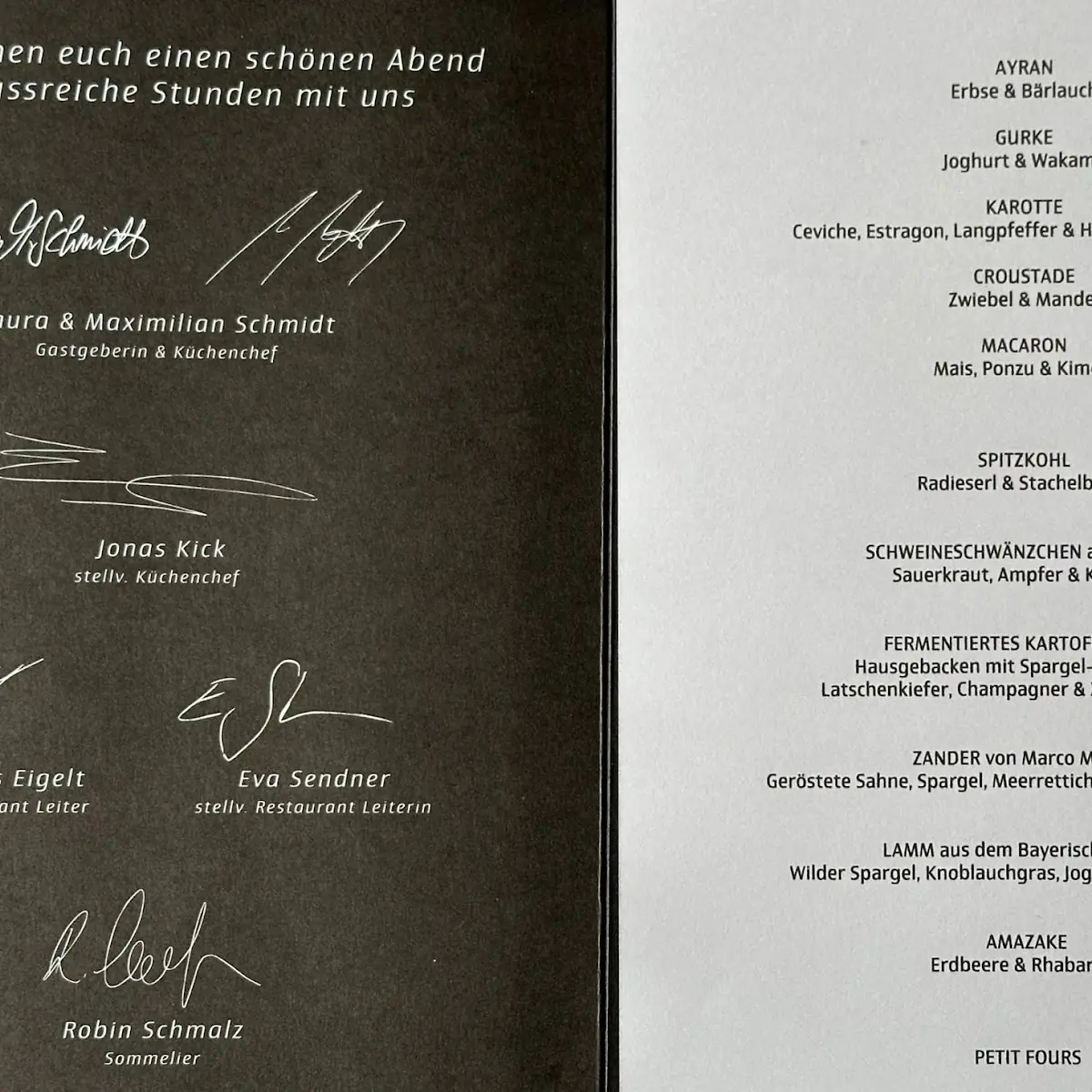 Speisekarte, smith fine dining