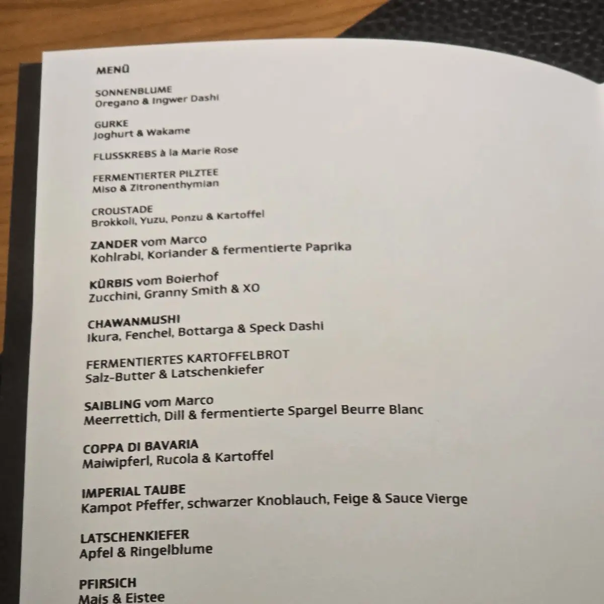 Speisekarte, smith fine dining