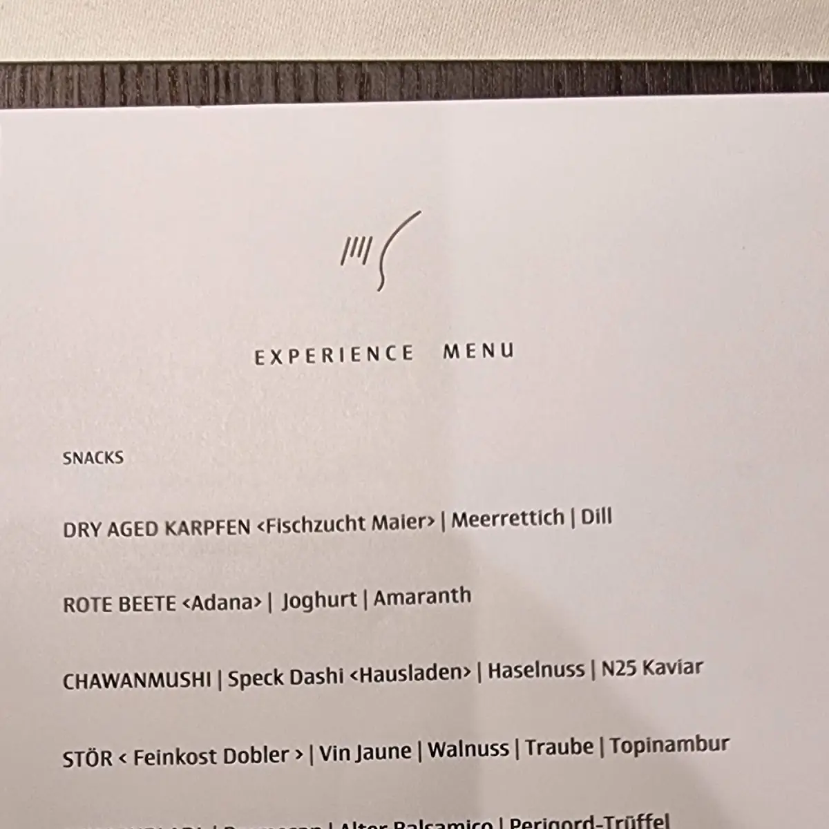 Speisekarte, smith fine dining