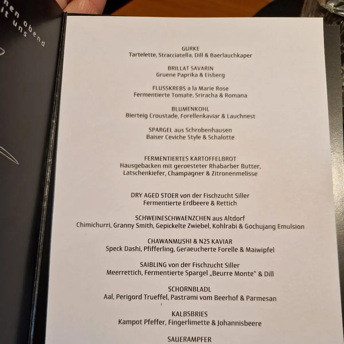 Speisekarte, smith fine dining