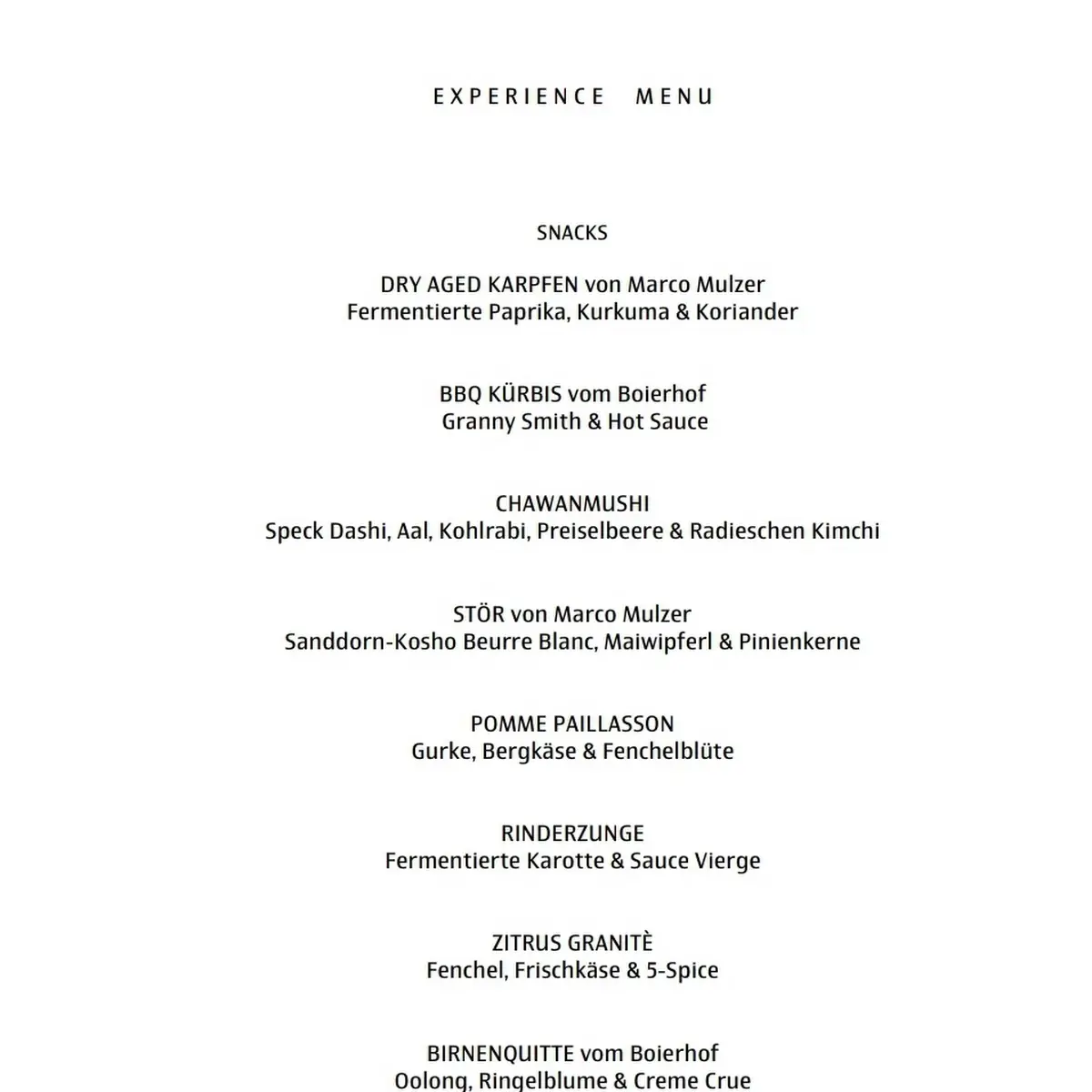 Speisekarte, smith fine dining