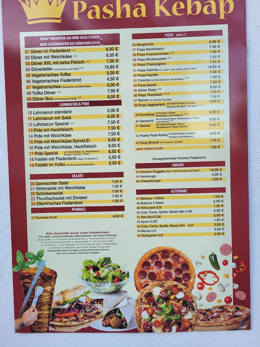 Speisekarte, Pasha Kebap