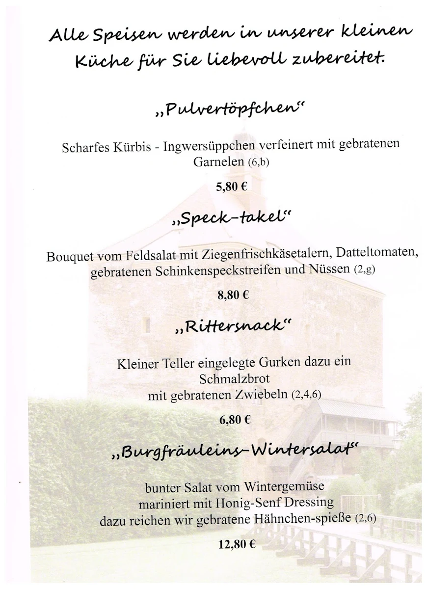 Speisekarte, Eckhard Kruse Gaststättenbetriebe