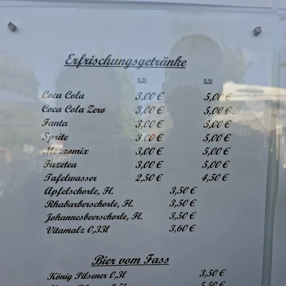 Speisekarte, Zum Backfisch