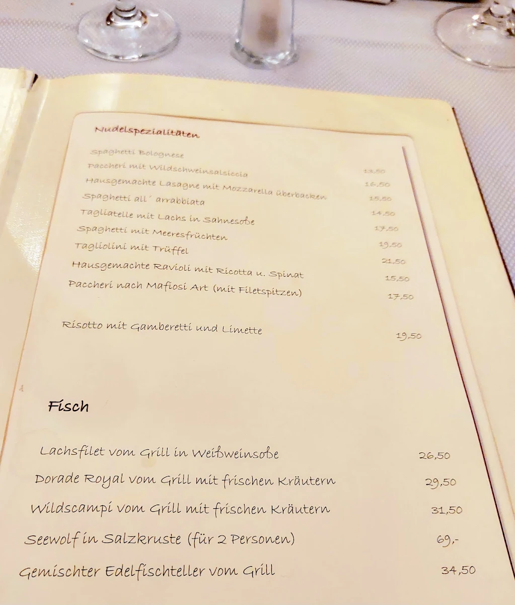 Speisekarte, Casa Isoletta