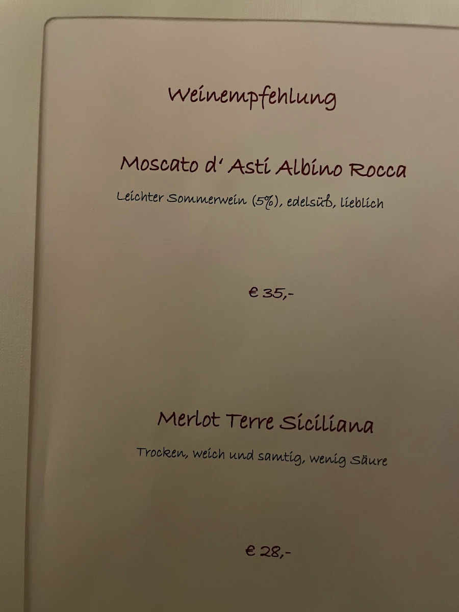 Speisekarte, Casa Isoletta