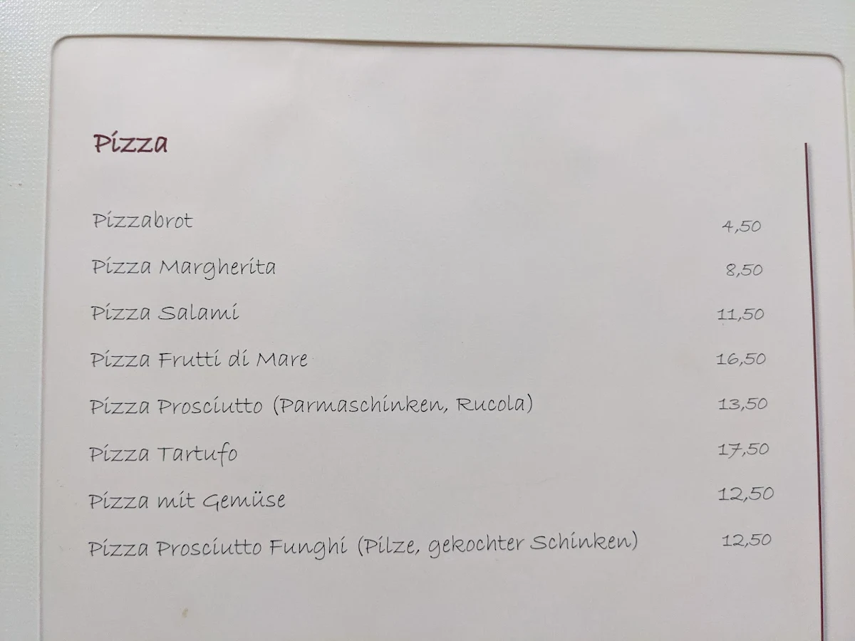 Speisekarte, Casa Isoletta