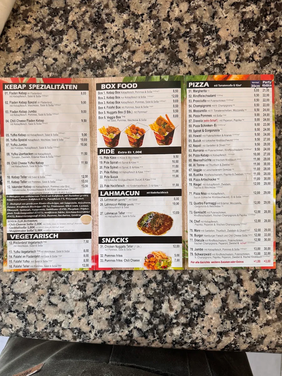 Speisekarte, KEBABO