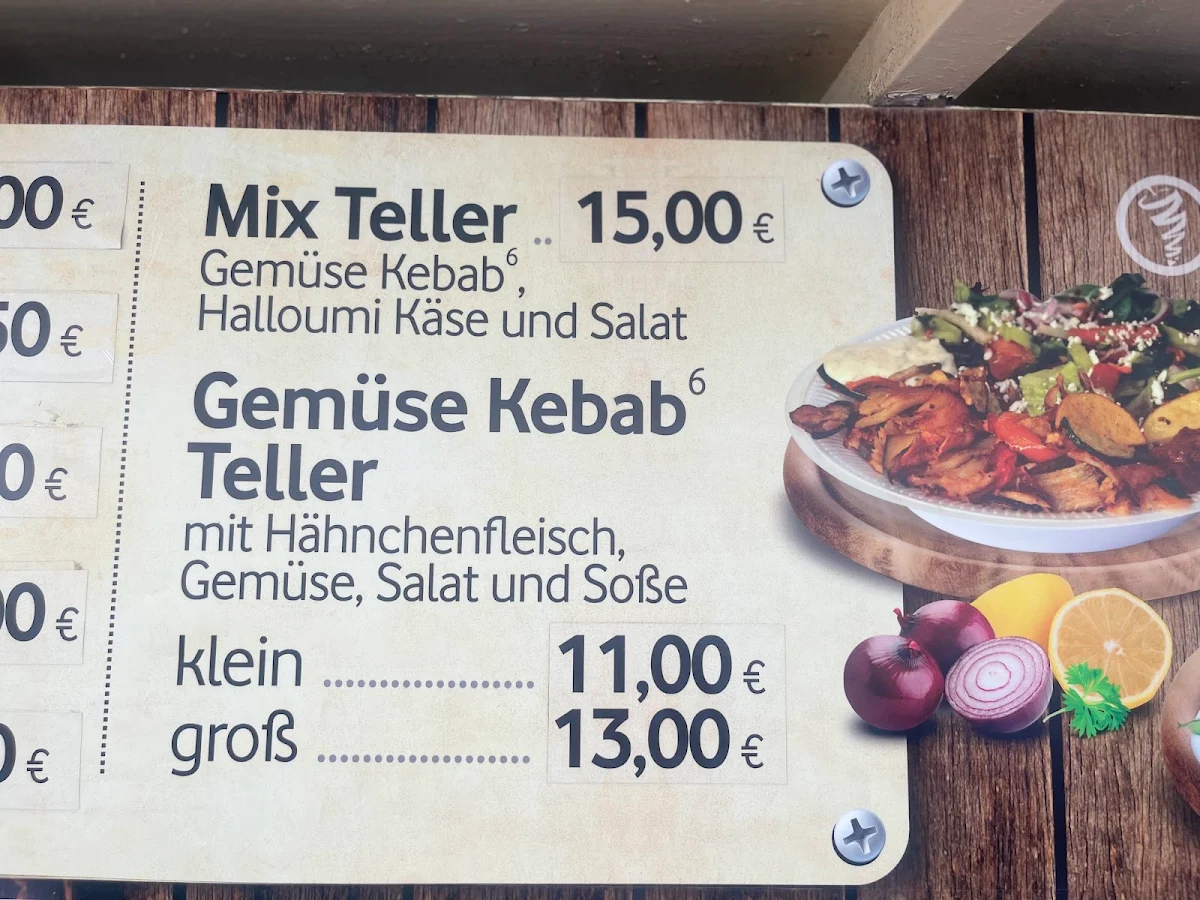 Speisekarte, Gemüse Kebab Eat&Go