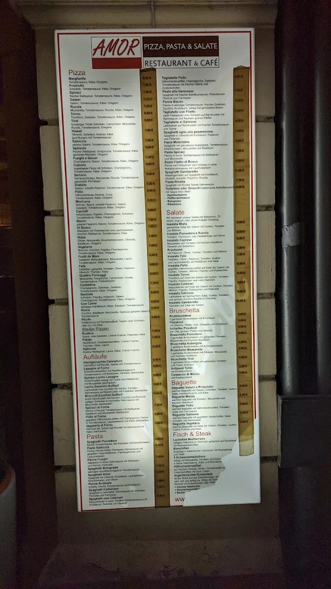 Speisekarte, Restaurant AMOR Leipzig | Frische Pizza, Pasta & mehr