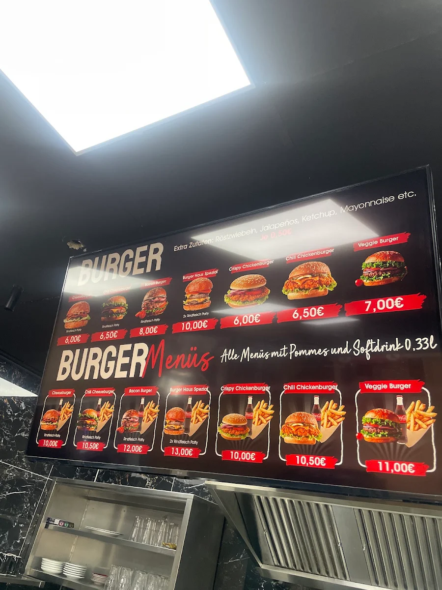 Speisekarte, Burger Haus