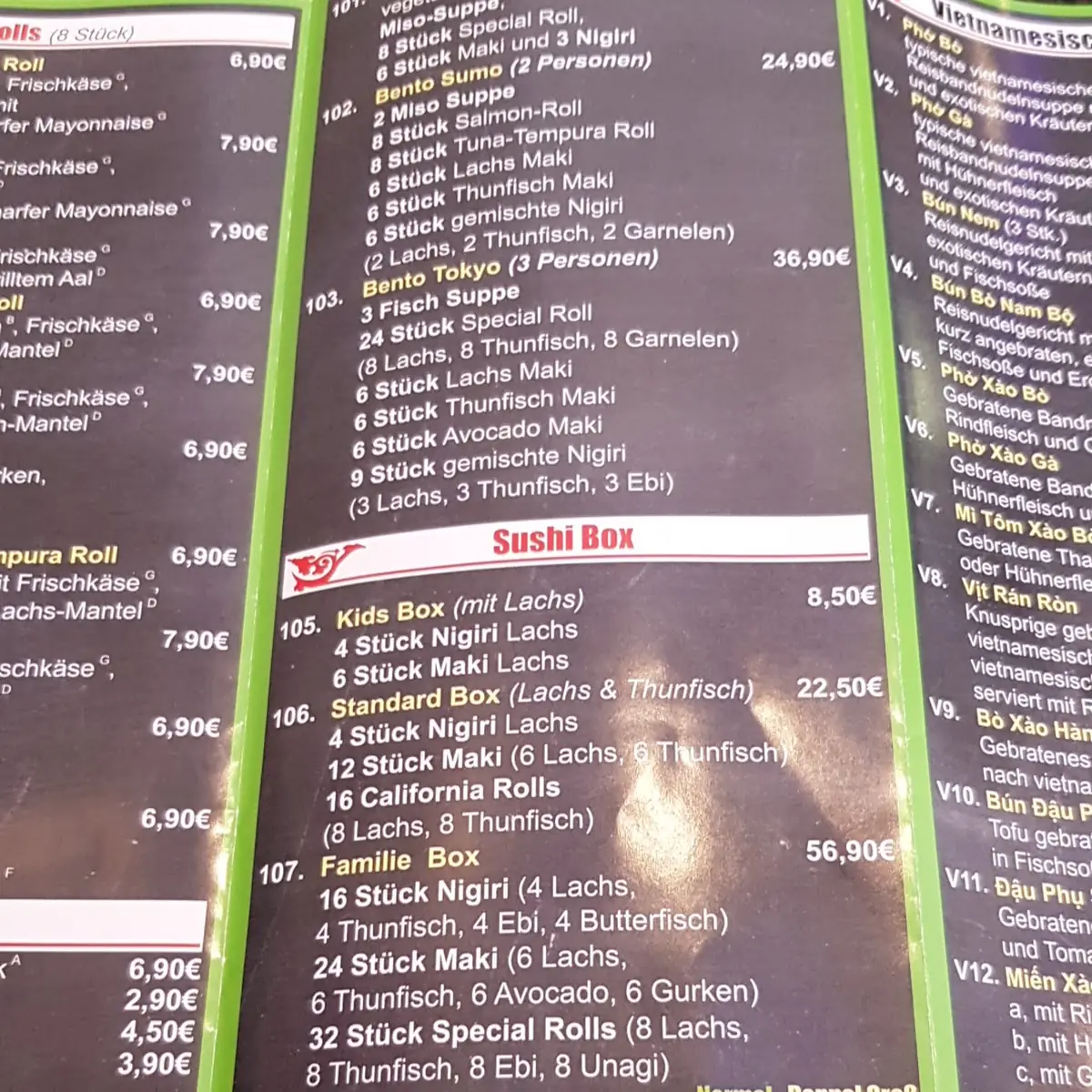 Speisekarte, Hikari Sushi