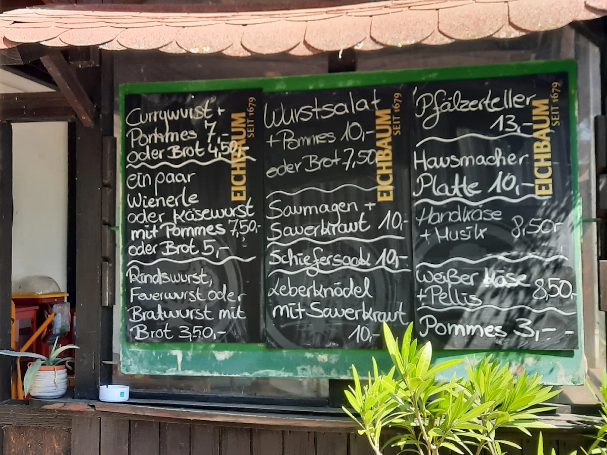 Speisekarte, Gaststätte Oase