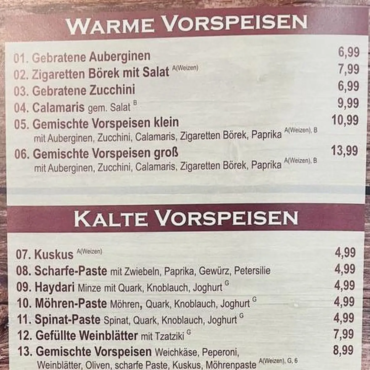 Speisekarte photo 2